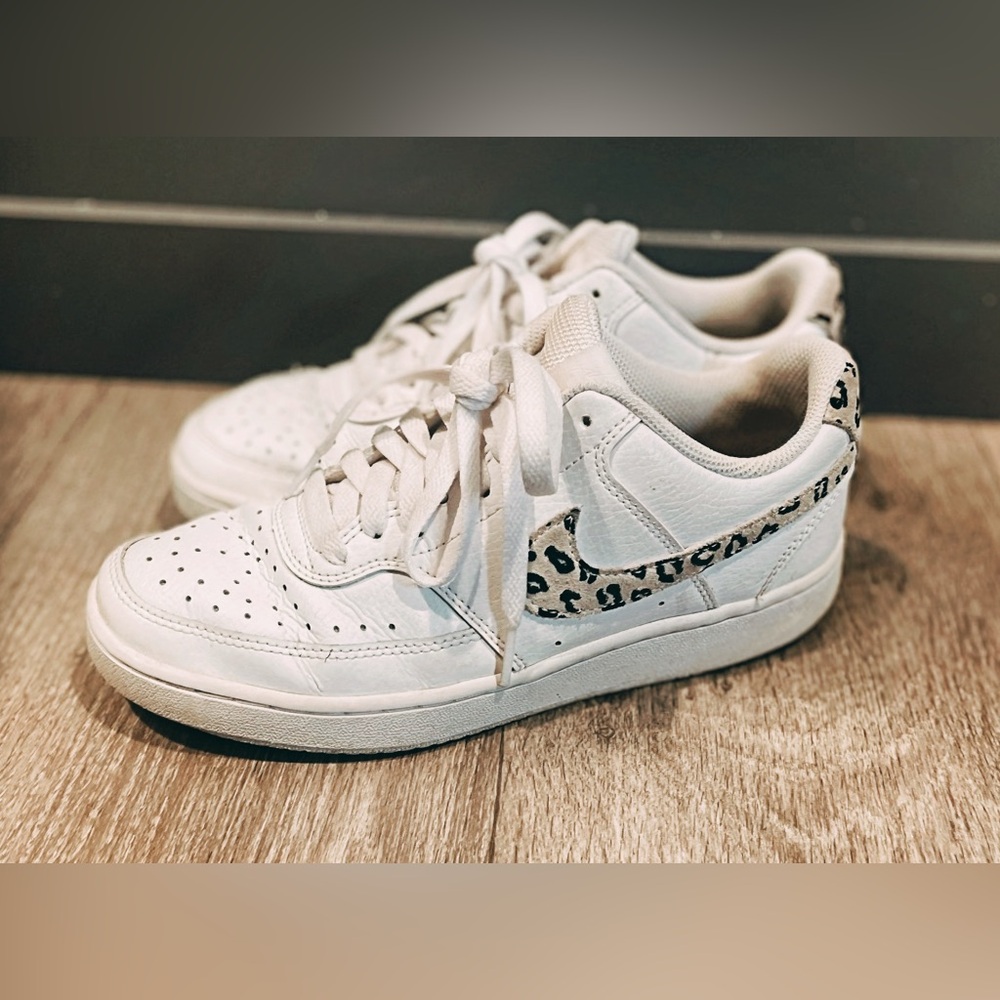 White Nikes with cheetah detail 🐆